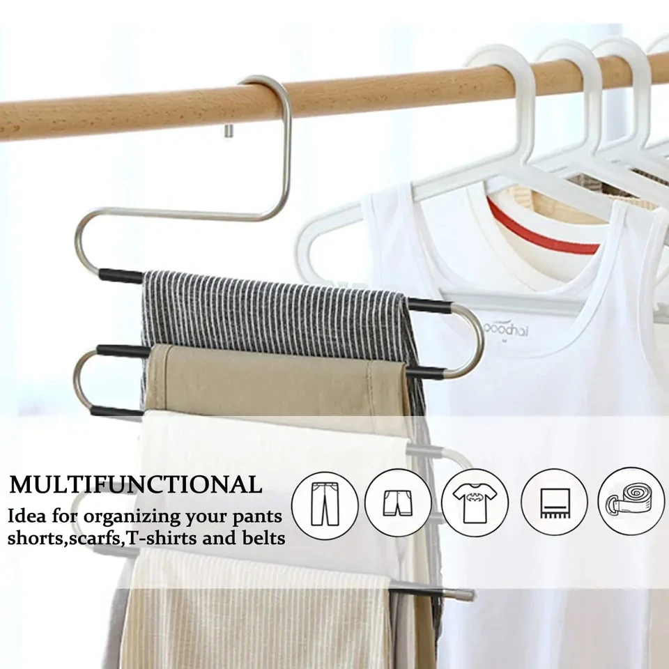 Percha para pantalones multicapa en forma de S