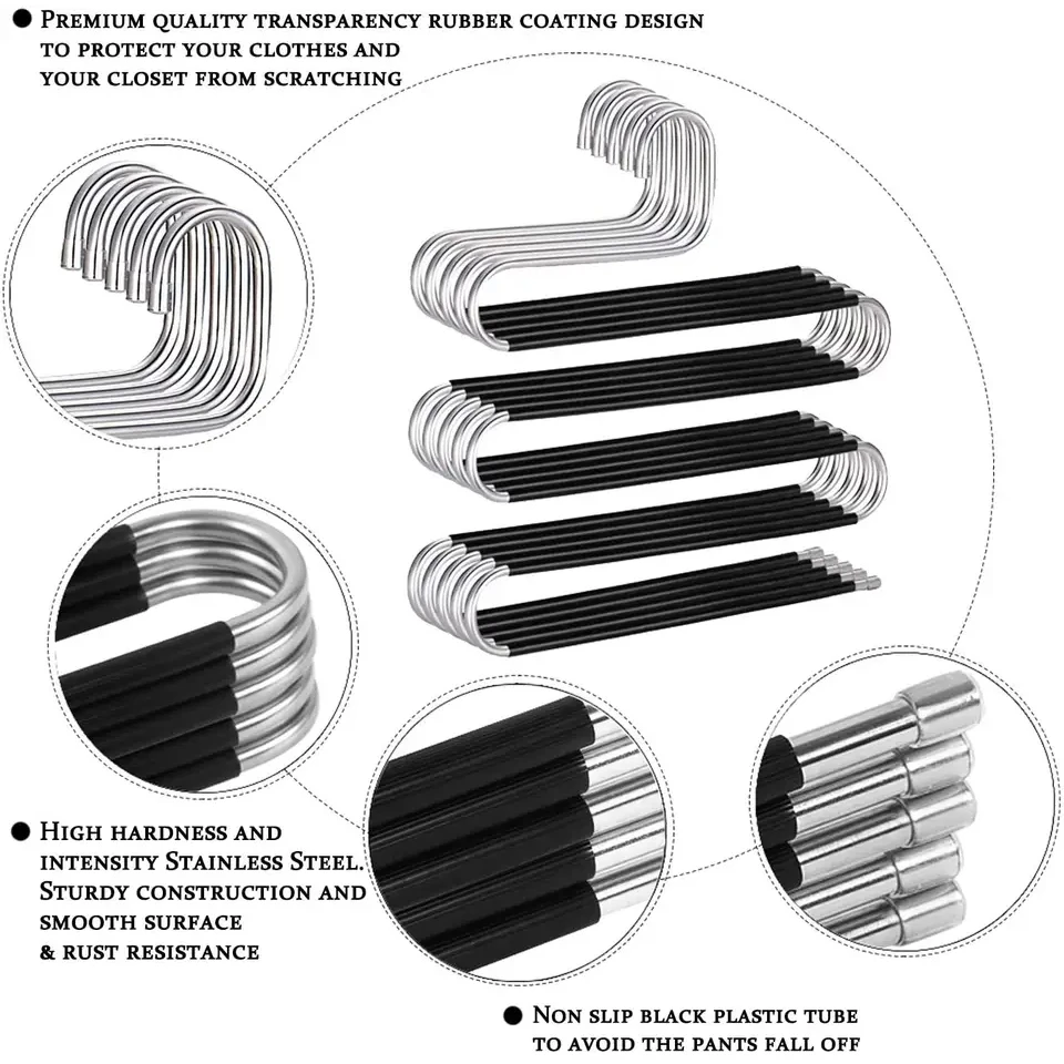 Percha para pantalones multicapa en forma de S