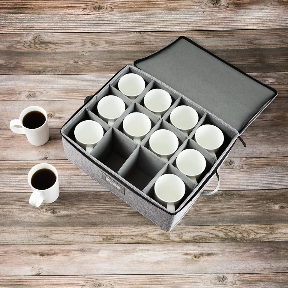 Caja de almacenamiento de tazas de mosaico de 12 rejillas