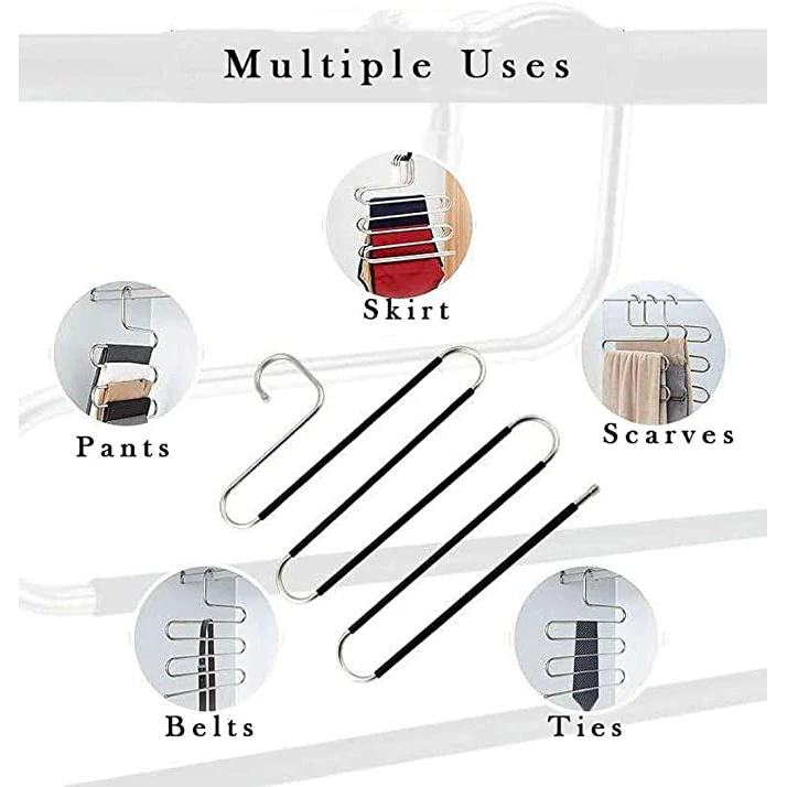 Percha para pantalones multicapa en forma de S