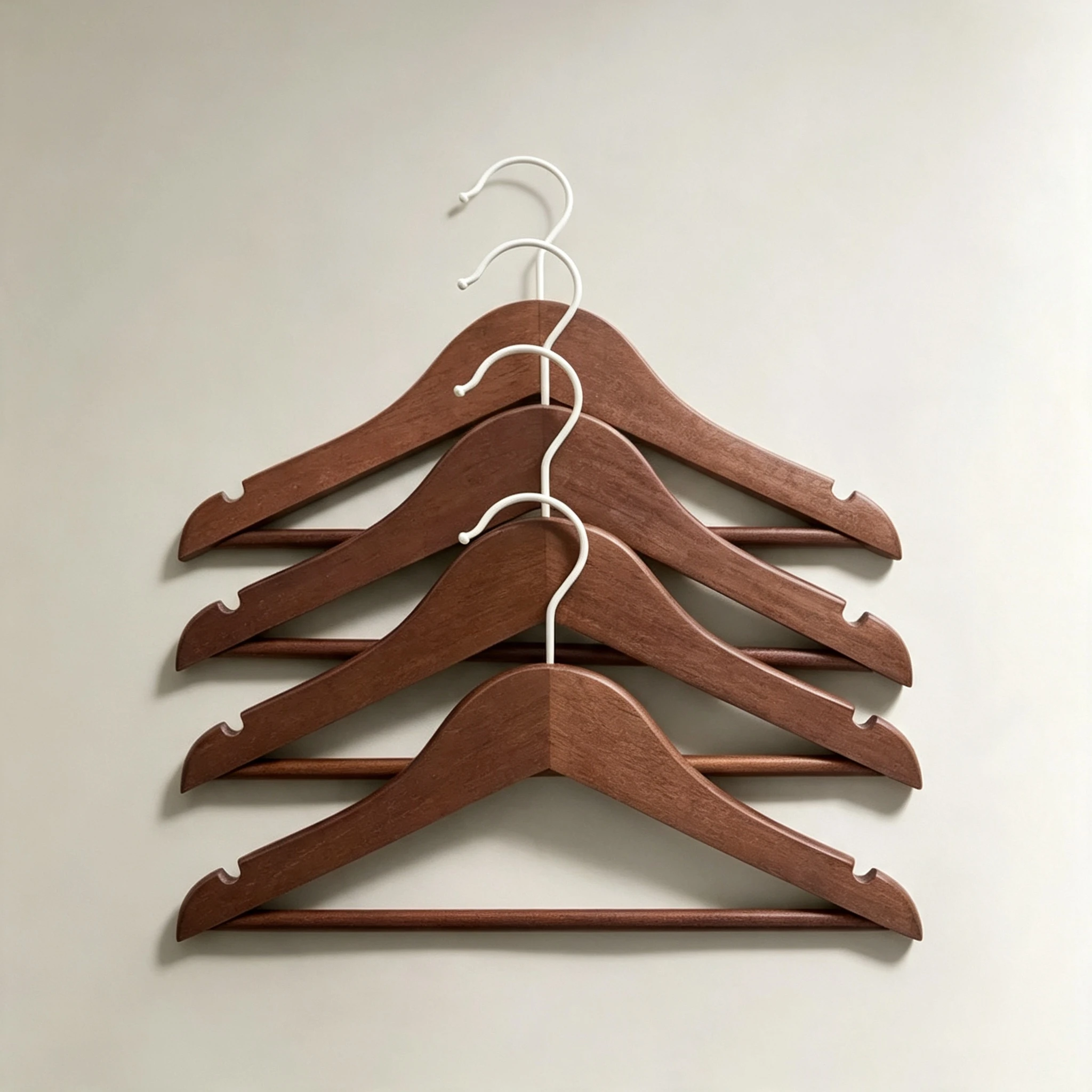 Percha vintage de madera maciza con hombros anchos (con barra inferior)