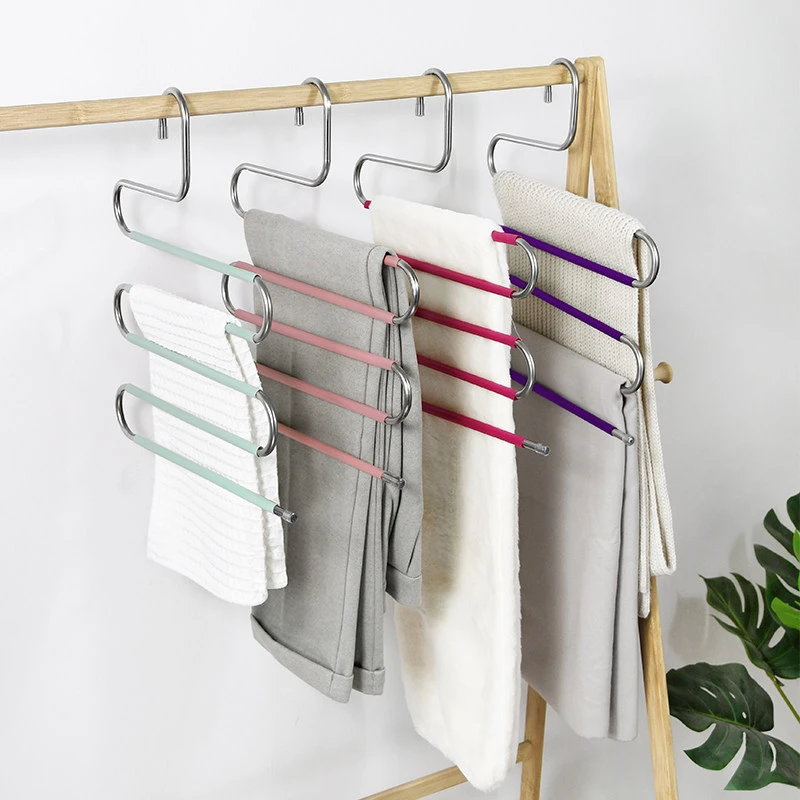 Percha para pantalones antideslizante de espuma multicapa en forma de S