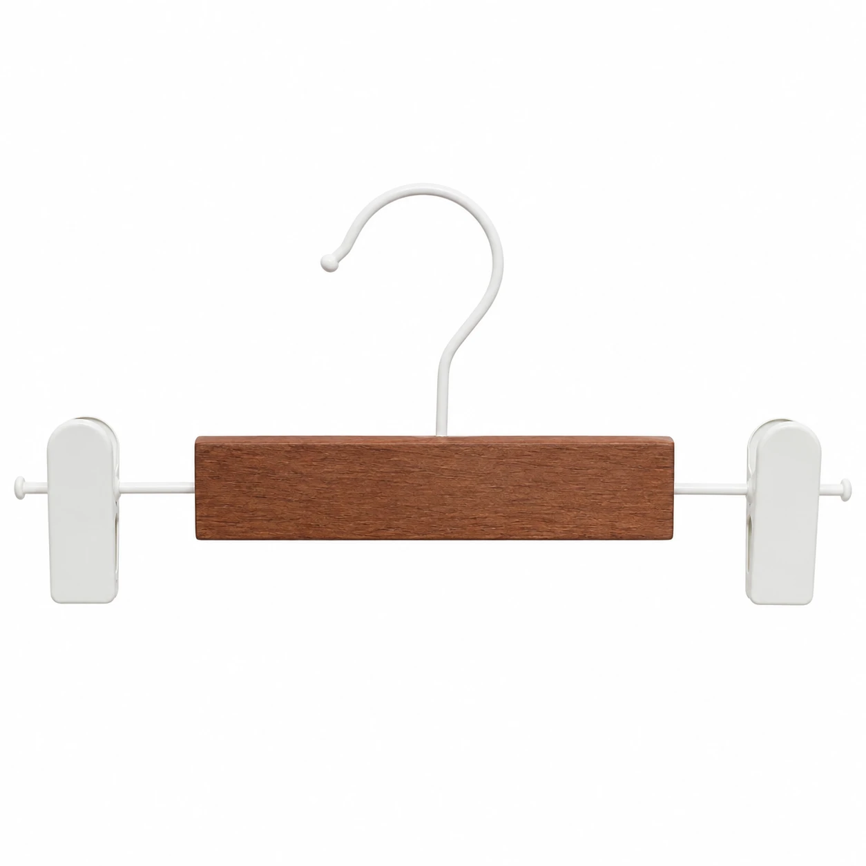 Percha con pinza para pantalones de madera maciza bicolor de estilo n&oacute;rdico