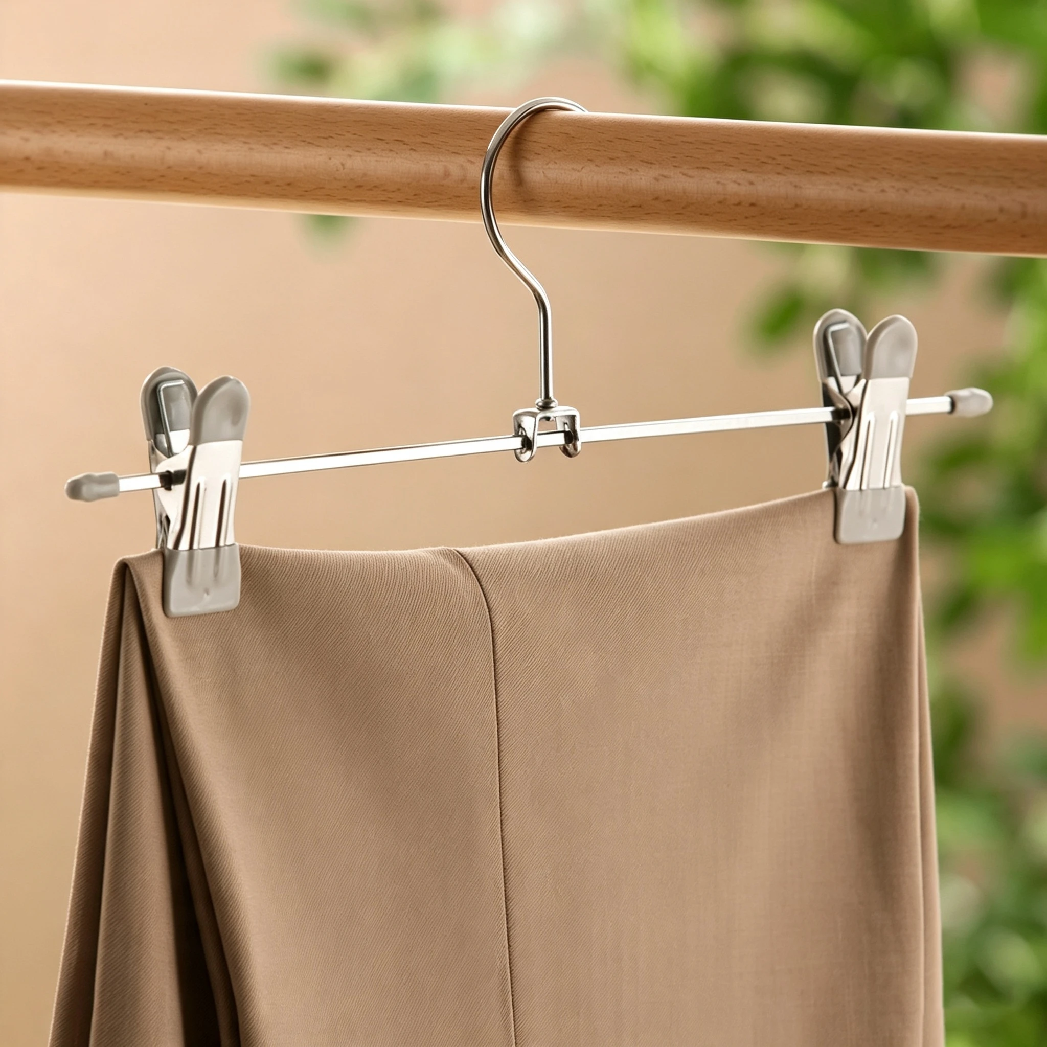 Percha para pantalones con clip telesc&oacute;pico de metal