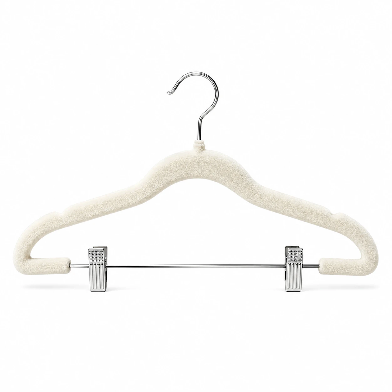 Percha flocada sin costuras con clips