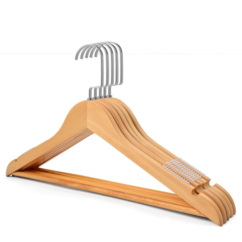 Percha de Madera Natural con Dientes Antideslizantes