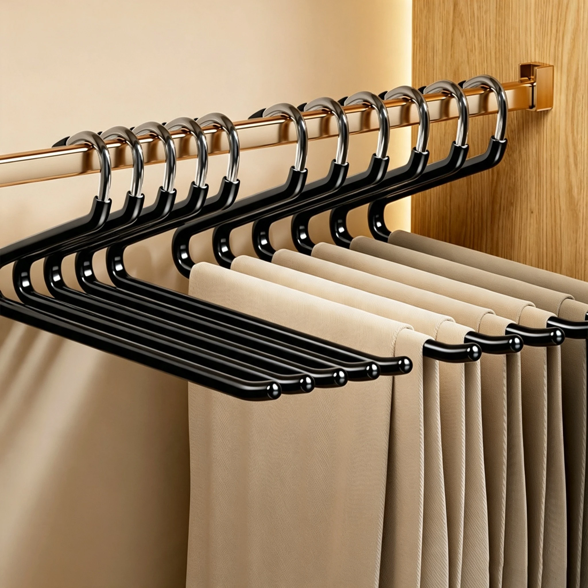 Percha para pantalones con gancho invertido en forma de Z