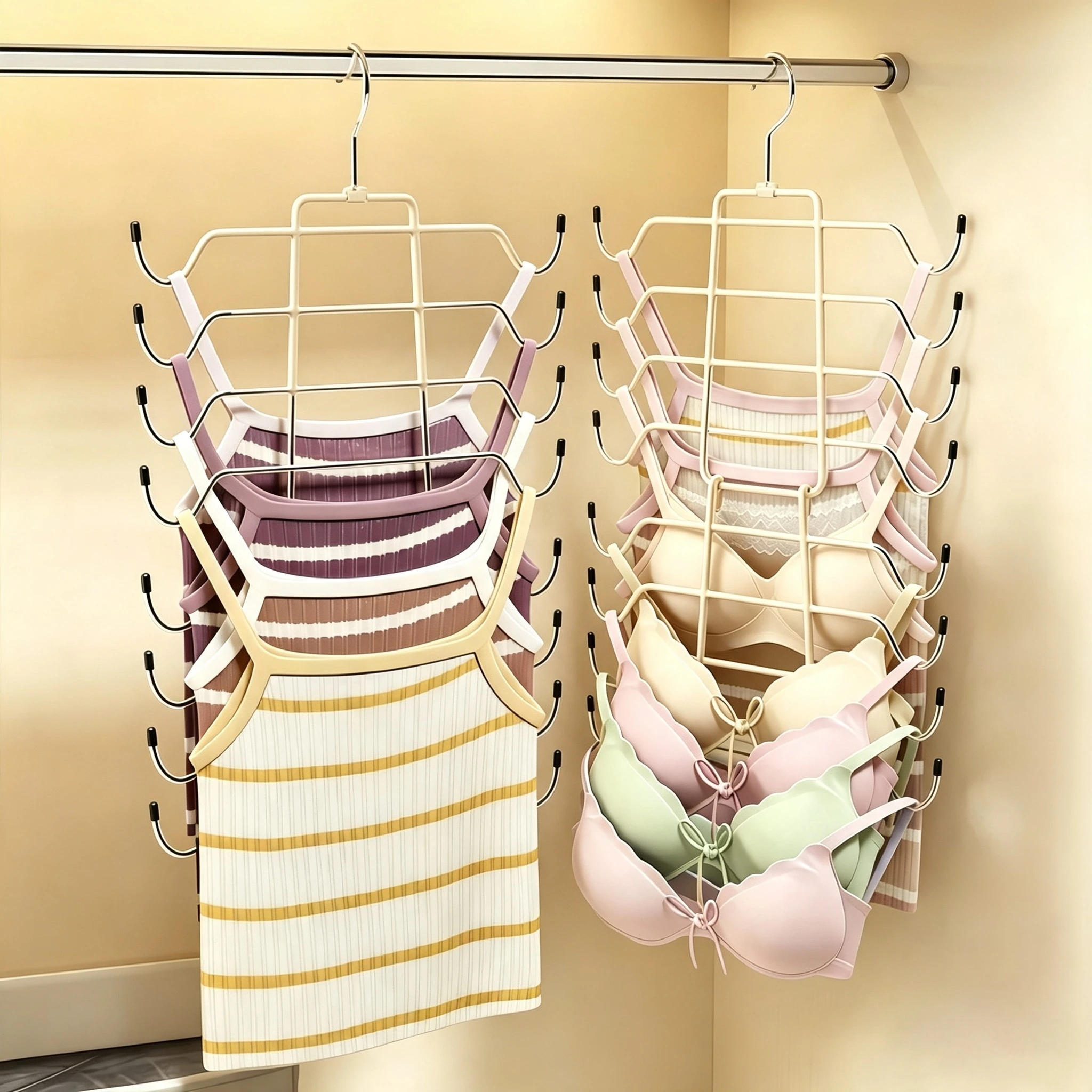 Colgador de camisola y ropa interior de espina de pescado multicapa