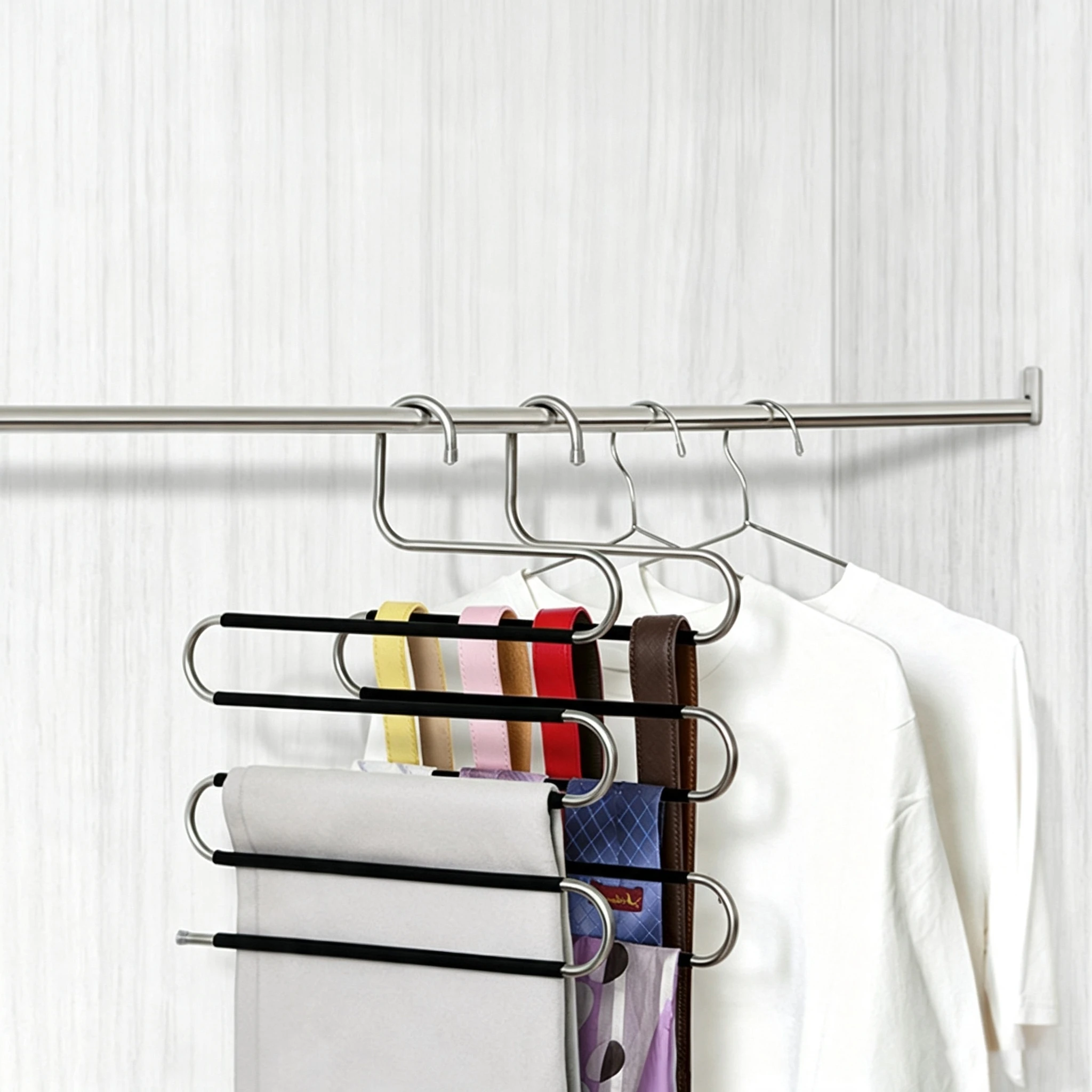 Percha para pantalones antideslizante de espuma multicapa en forma de S