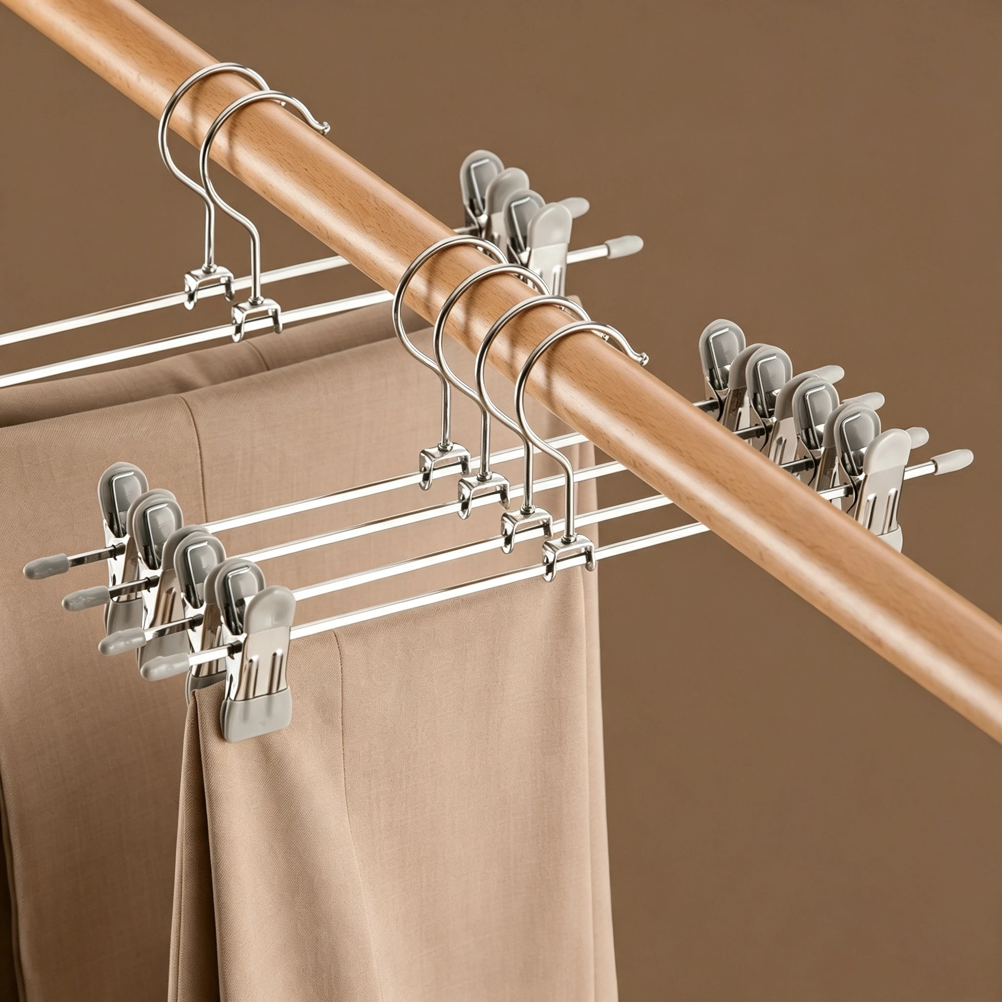 Percha para pantalones con clip telesc&oacute;pico de metal