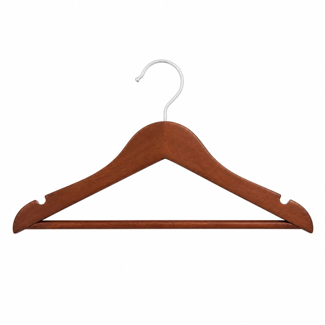 Percha vintage de madera maciza con hombros anchos (con barra inferior)
