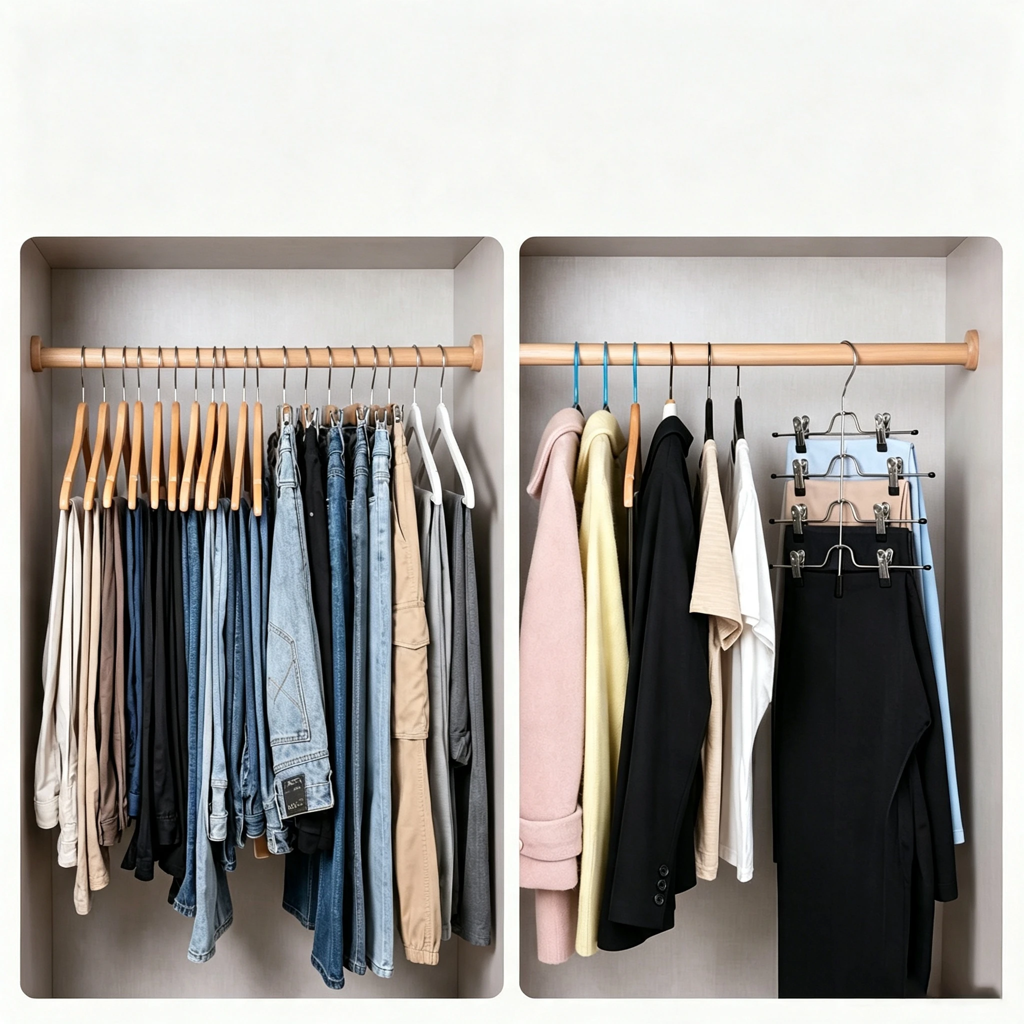 Percha para faldas y pantalones multicapa con clip de cinco niveles