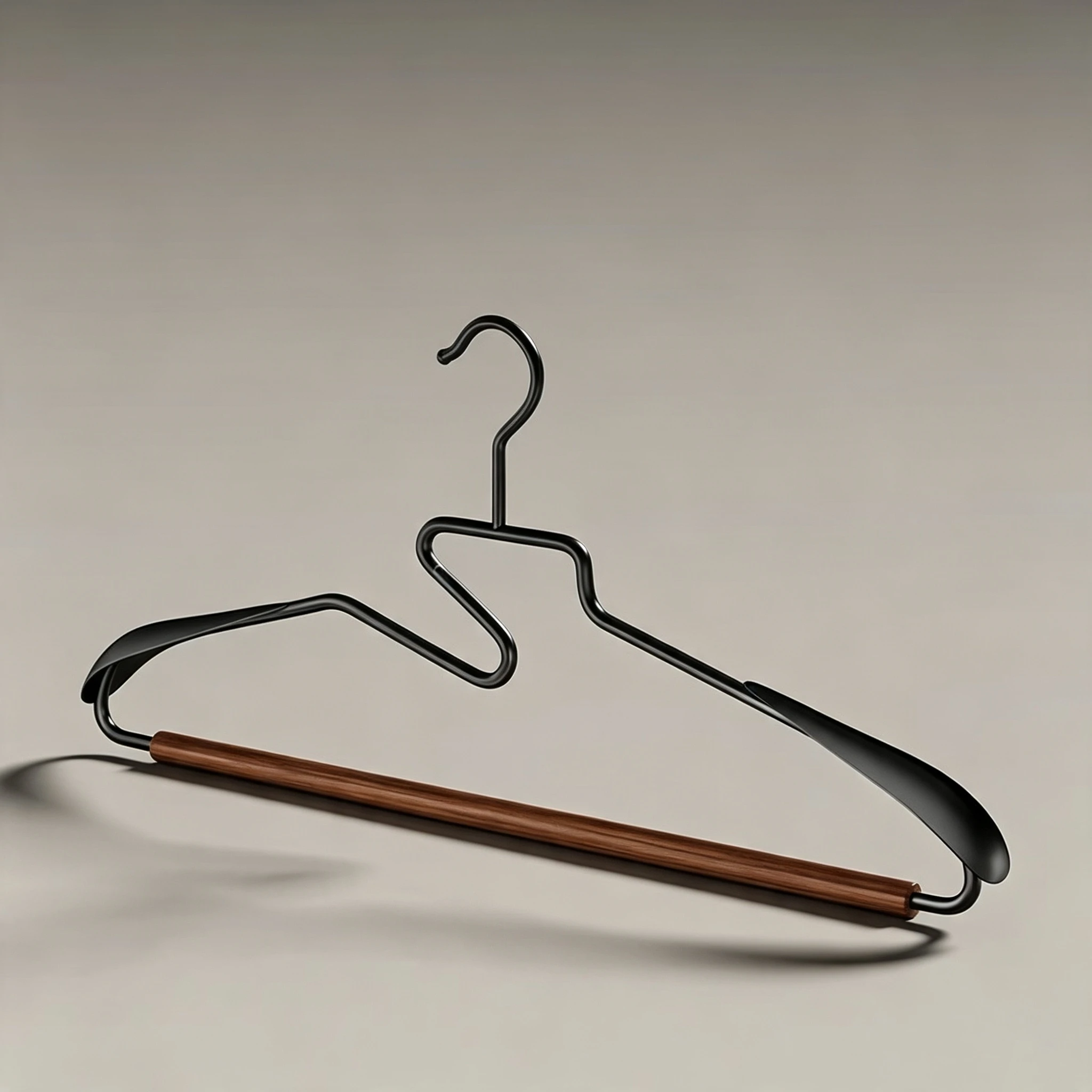 Percha de hombro ancho de hierro y madera estilo industrial