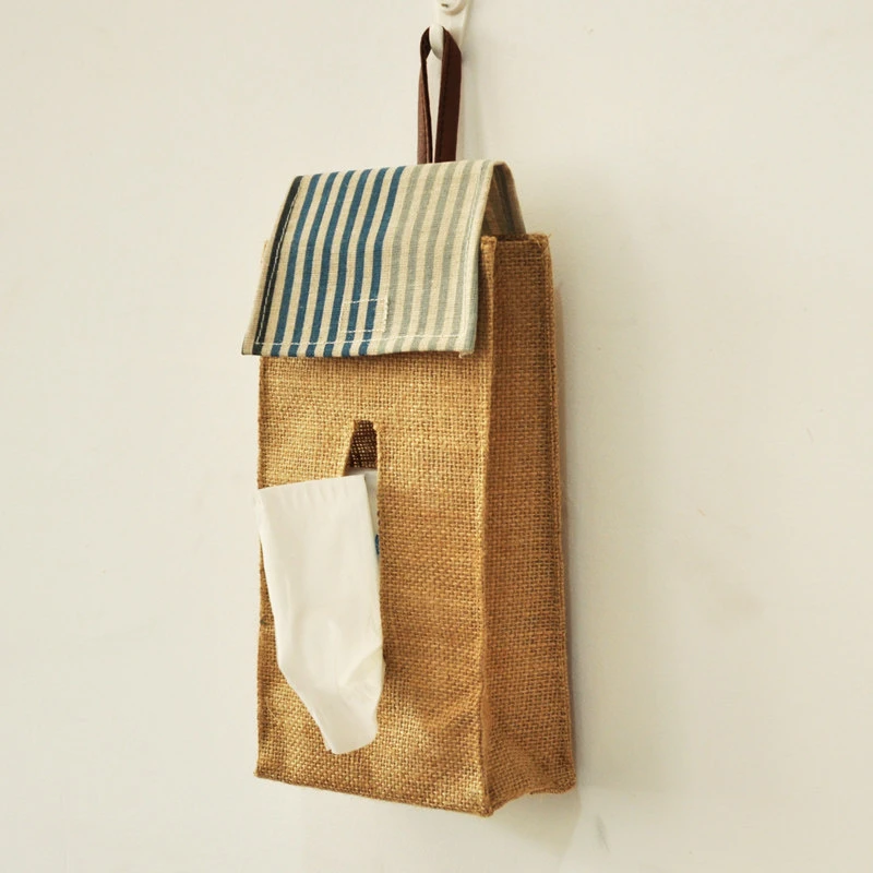 Bolsa de almacenamiento de pa&ntilde;uelos de lino grueso para colgar en la pared