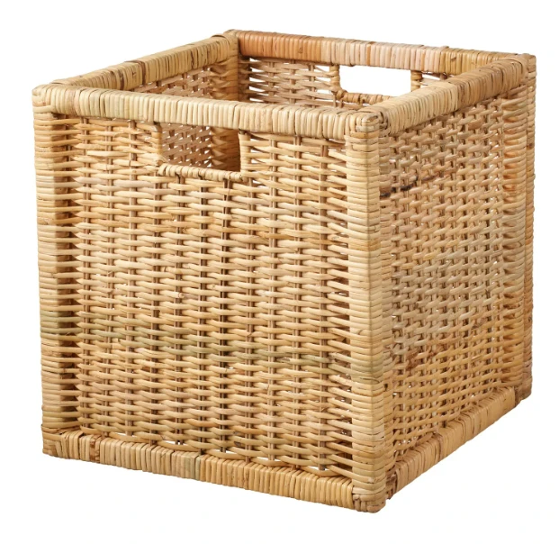 Cesta de almacenamiento cuadrada de rat&aacute;n natural