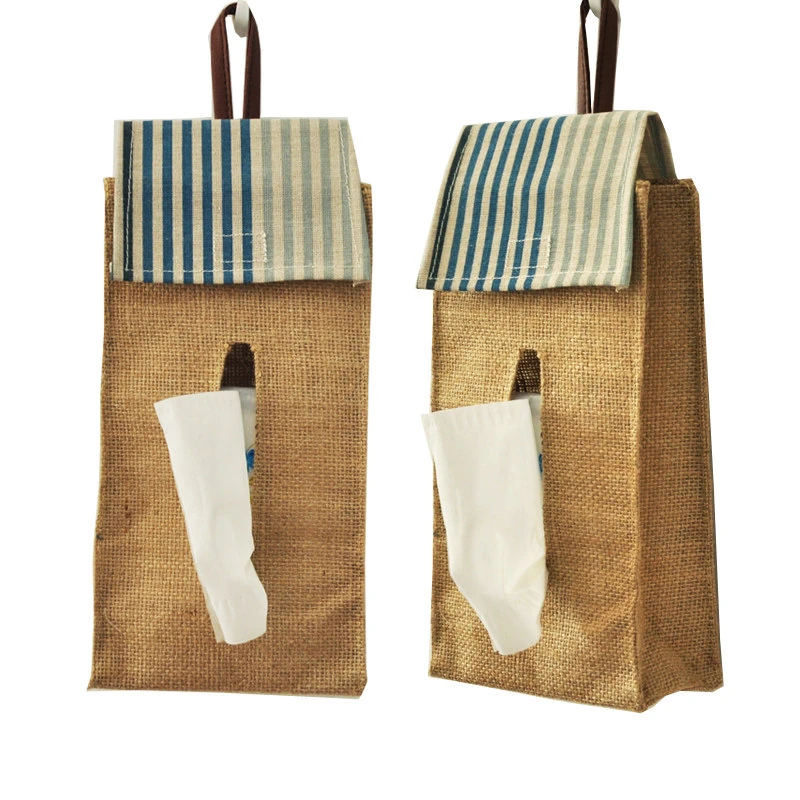 Bolsa de almacenamiento de pa&ntilde;uelos de lino grueso para colgar en la pared