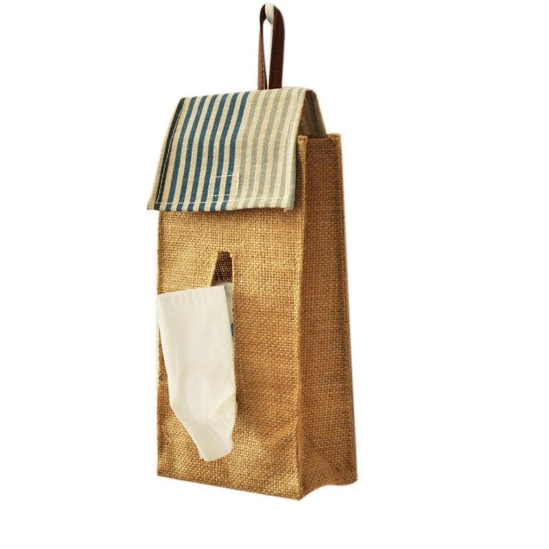 Bolsa de almacenamiento de pa&ntilde;uelos de lino grueso para colgar en la pared