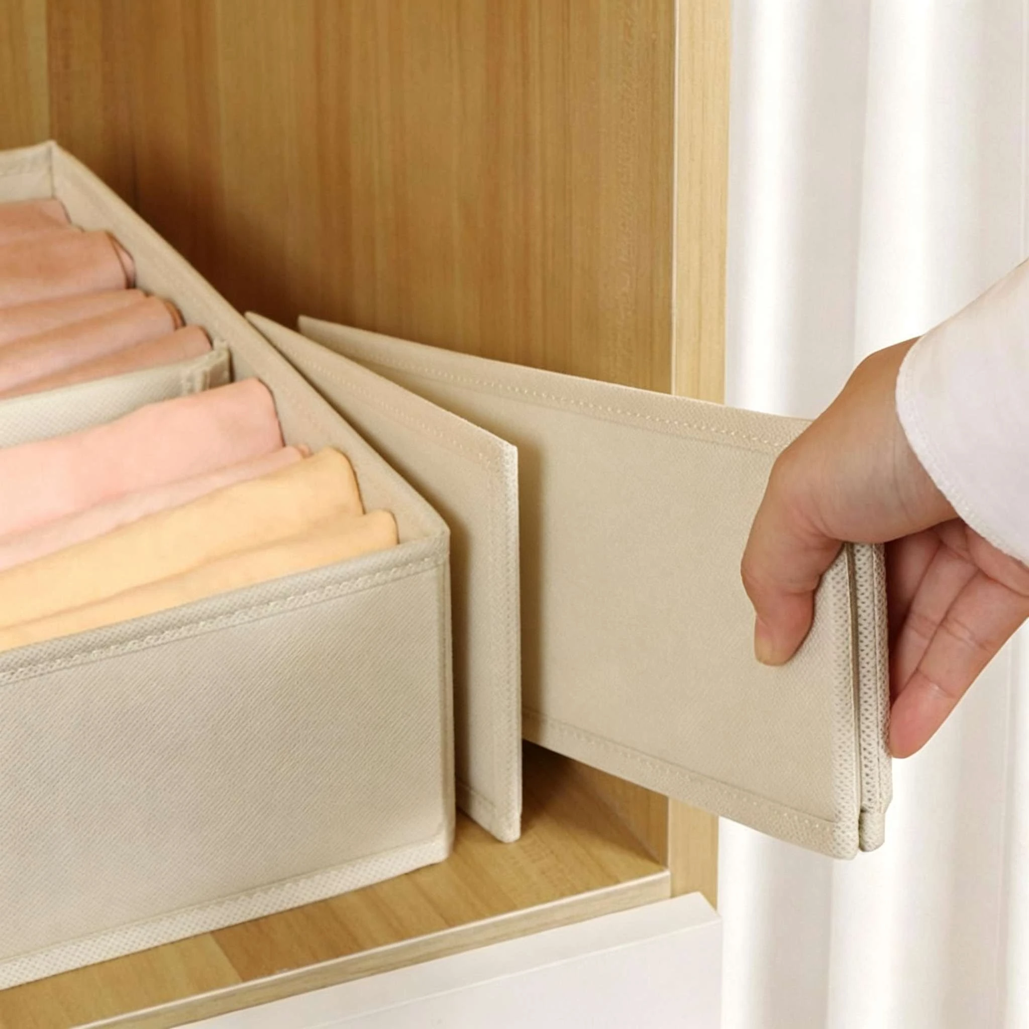 Caja de almacenamiento de ropa interior de tela de rejilla m&uacute;ltiple