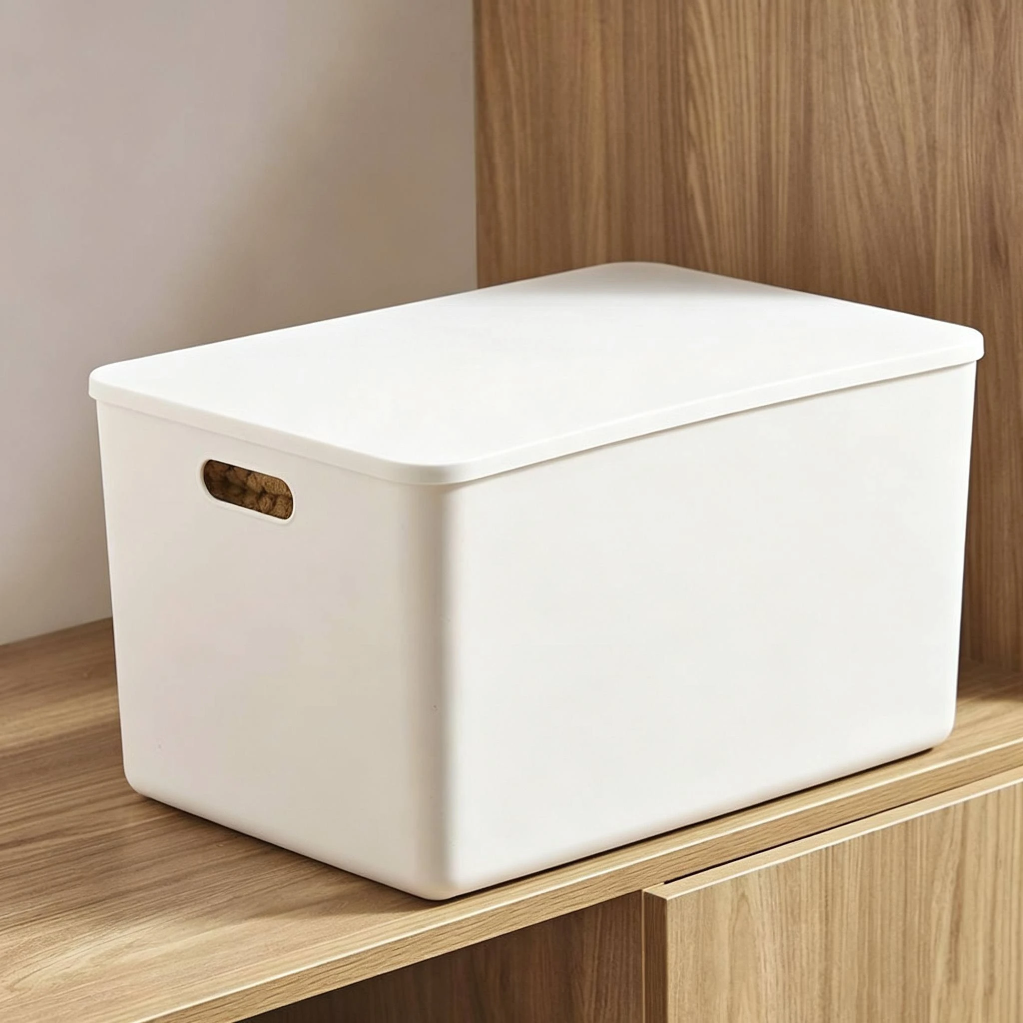 Caja de almacenamiento de pl&aacute;stico mate con tapa