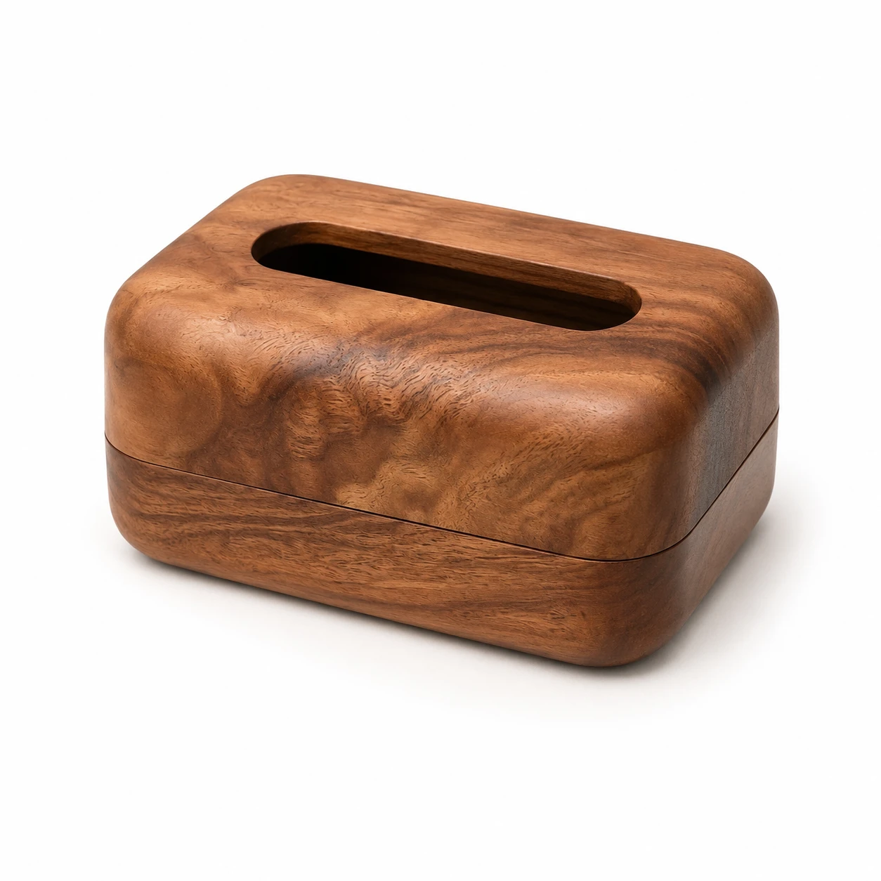 Caja de pa&ntilde;uelos de madera maciza con esquinas redondeadas