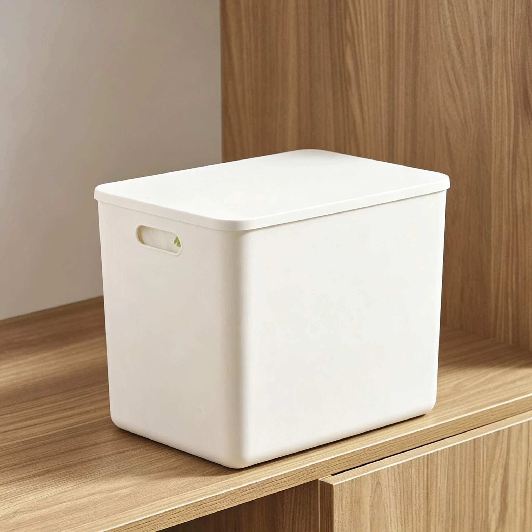 Caja de almacenamiento de pl&aacute;stico mate con tapa