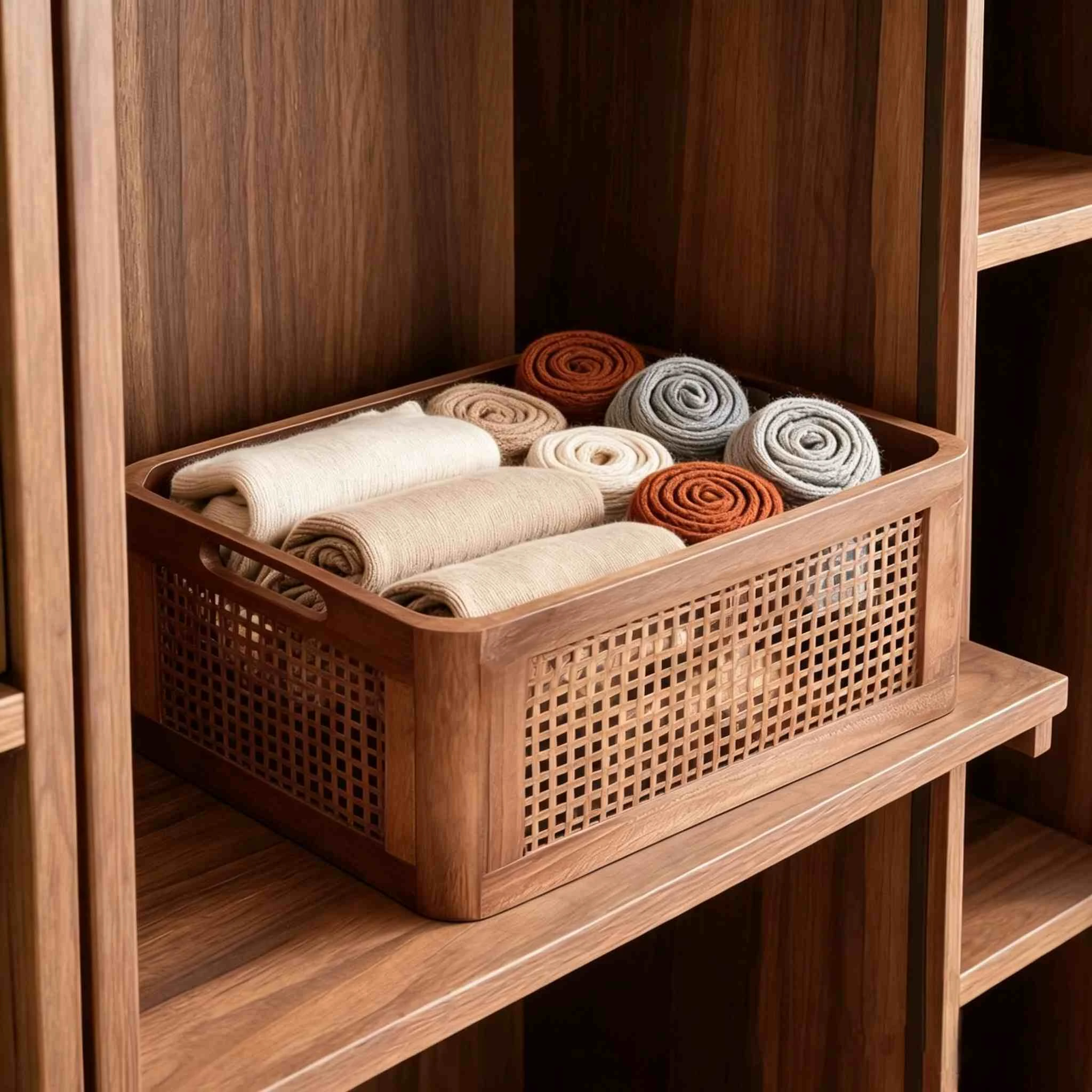 Caja de almacenamiento de celos&iacute;a de madera maciza