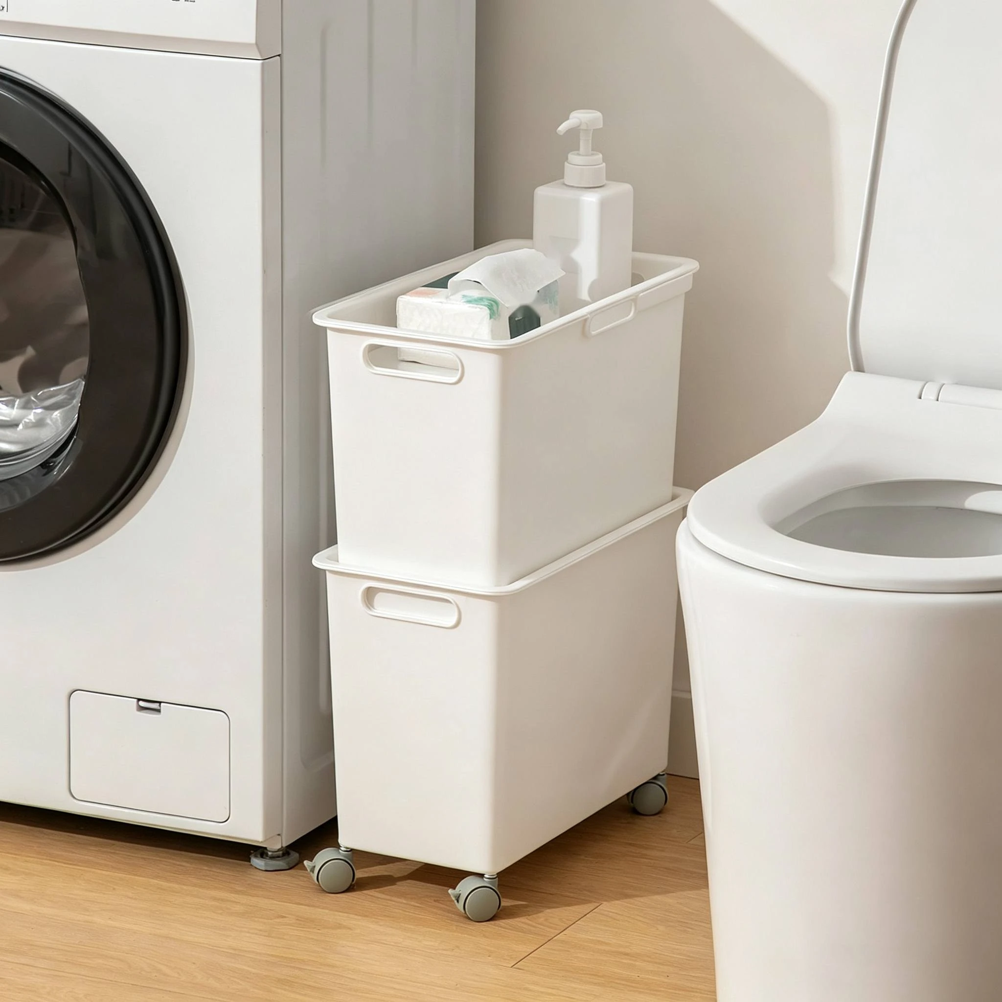 Contenedor de pl&aacute;stico con ruedas y ruedas